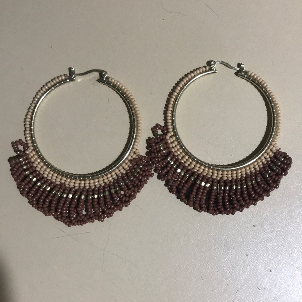 3/$20 🌟 brown beaded hoop earrings